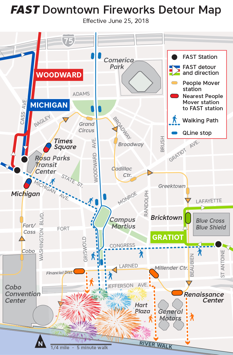 Detroit Fireworks Detour Information